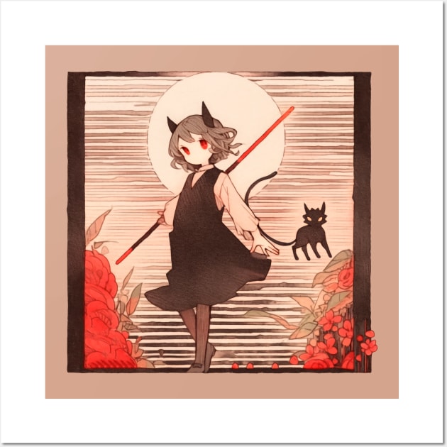 Paper Illustration of Devil Girl Wall Art by Sheptylevskyi